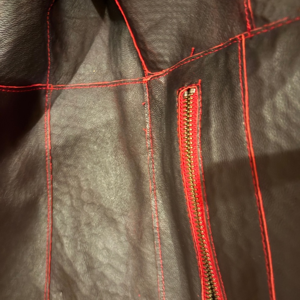 Chico's Red Textured Leather Jacket - Picture 6 of 6
